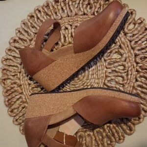 NWT Papillio/Birkenstock  Cognac Cork Heeled Mary Janes. Size 10. 41.